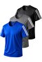 3-Piece Sleeve Stripe Quick Dry Breathable Fabric Sports T-Shirt