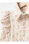 Shoulder Ruffle Belted Waist Girls' Dress with Bag - 4