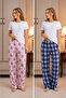 طقم بيجامة نسائي مكون من قطعتين مصنوع من القطن الممشط بنسبة 100%