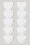 Women's 10 Pieces White Plus Size High Waist Cotton Ribbed Panties - Gathering and Comfortable Daily Bato Underwear