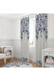 Blue Flower and Leaf Patterned Cream Background Curtain Decorative Modern Living Room Curtain - 5