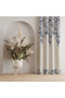 Blue Flower and Leaf Patterned Cream Background Curtain Decorative Modern Living Room Curtain