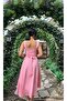 Thick Straps Flounce Pink Dress 3938-Dar Kalip - 3