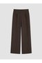 Brown Elastic Waist Carrot Cut Pleated Women's Trousers - 5