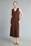 V-Neck Seersucker Textured Sleeveless Midi Dress F3408Ax26Sm - 2
