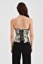 Women's Corset with Covered Bust and Underwire, Jacquard Fabric Detailed Design - 2