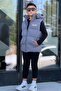 Boy's Printed Detachable Hooded Puffer Vest 3017 - 3