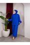 Women's Strawberry Fabric Stand Collar Buttoned Ruffle Detailed Hijab Tunic Pants Double Set - 3
