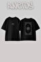 Persian Rug_11 Design Back Printed Cotton Black Oversize T-Shirt