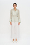 Women's Embroidery Pocket Detailed High Collar Transparent Shirt - 3