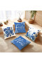 Blue Rose and Butterfly Patterned Runner and Set of 4 Throw Pillow Covers Family Home - 4