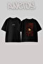 Fawn Persian Rug_6 Design Back Printed Cotton Black Oversize T-Shirt