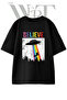 Ufo Unicorn Believe Design Printed Unisex Black Oversize T-Shirt