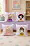 Rainbow Princesses Patterned 4-Piece Children's and Baby Throw Pillow Cover Set - 2
