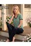 Elza 3 Button Heart Patterned Ring Viscose Pajama Set