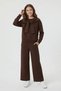 Brown Stone Scarf Detailed Badili Wide Leg Pants Girls' Set 24707 - 3