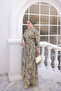 Green Dress with Elastic Sleeves and Buckle Detail - 2