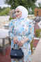 Baby Blue Skirt Layered Patterned Viscose Dress - 2