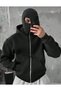 Hooded Jacket for Men, Face Mask, Protective Balaclava Design, Fall/Winter Outdoor Cycling Running Sport Coat, Side Pockets, Loose Fit - 3