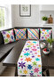 Colorful Floral Patterned Runner and Set of 4 Throw Pillow Covers - 4