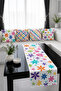 Colorful Floral Patterned Runner and Set of 4 Throw Pillow Covers - 5