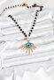 316L Steel Chain Crystal Beaded Eye Model Women's Necklace - 2