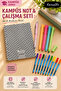 Campus Spiral Note Set 120 Sheets Lined Spiral Notebook 17X24 Cm, 0.7 Versatil Pen, 4 Pastel Highlighter Pens, 9 Color Fineliner Pens
