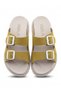 Mustard Suede Look Double Buckle Women's Slippers - 2