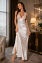 Ecru Satin Lace Nightgown and Dressing Gown 2-Piece Women's Nightgown Set - 4