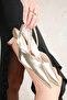 Women's Menson Thin Short Heeled Shoes - Gold
