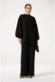 Women's Black Modal Fabric Balloon Sleeve Tunic and Tube Leg Trousers Double Set - 6