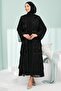 Black Layered Ruffled Skirt Double Abaya Set - 3