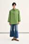 Women's Poplin Tie-Neck Shirt Green - 2
