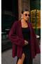 Belted Women's Beard Knitwear Cardigan 75 cm - 5