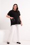 Women's Viscose Blouse with Leather Detail on Shoulders and Pockets - 3