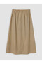 Özmarka New Season Green Elastic Waist 100% Cotton A-Line Skirt - 6