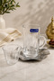 Transparent Leaves Pattern Tea and Coffee Serving Set with Silver Plates - 3