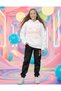 Black Pink Printed Girls' Tracksuit Set, Shardonlu Soft Fabric