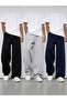 Economic Package: 3-Piece Black Gray Navy Blue Wide-Leg Men's Sweatpants