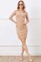 Ribbed Lapel Collar Mini Length Knitwear Dress - 2