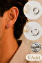 Steel Men's Hoop Earrings Silver Color Thin Minimal Unisex 1 Piece - 4