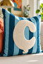 Punch Embroidered Throw Pillow Cover - 43*43 cm - Blue Letter C - Pnk001 - 2