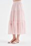 Women's buckle detailed lined belt elastic design long skirt - 3