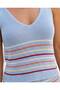 Summer V-Neck Striped Knitwear Crop Blouse High Waist Shorts Two-Piece Set - 4