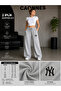 2-Piece Women's Ny Printed Sweatpants (Black-Grey) Oversize Baggy Loose Legs - 4