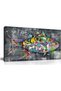 Graffiti Shark Canvas Wall Art | 50x100 Inches Gallery Wrapped | Colorful Street Art Shark | Urban Graffiti Animal Decor