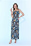 Women's Patterned Dress with Adjustable Straps and Side Slits - 3