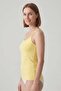 Women's Lemon Yellow Cotton Strap Tank Top - 2
