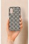 Oppo A6T Compatible Flower Motif Checkered Pattern Silicone Case
