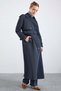 Water Repellent Trench Coat with Raglan Sleeves, Epaulettes and Cape Detail Navy Blue 6881 - 5